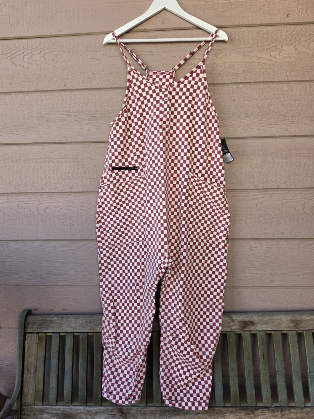 RAGS Women’s S Tank Romper Red White Mini Check Harem Jumpsuit